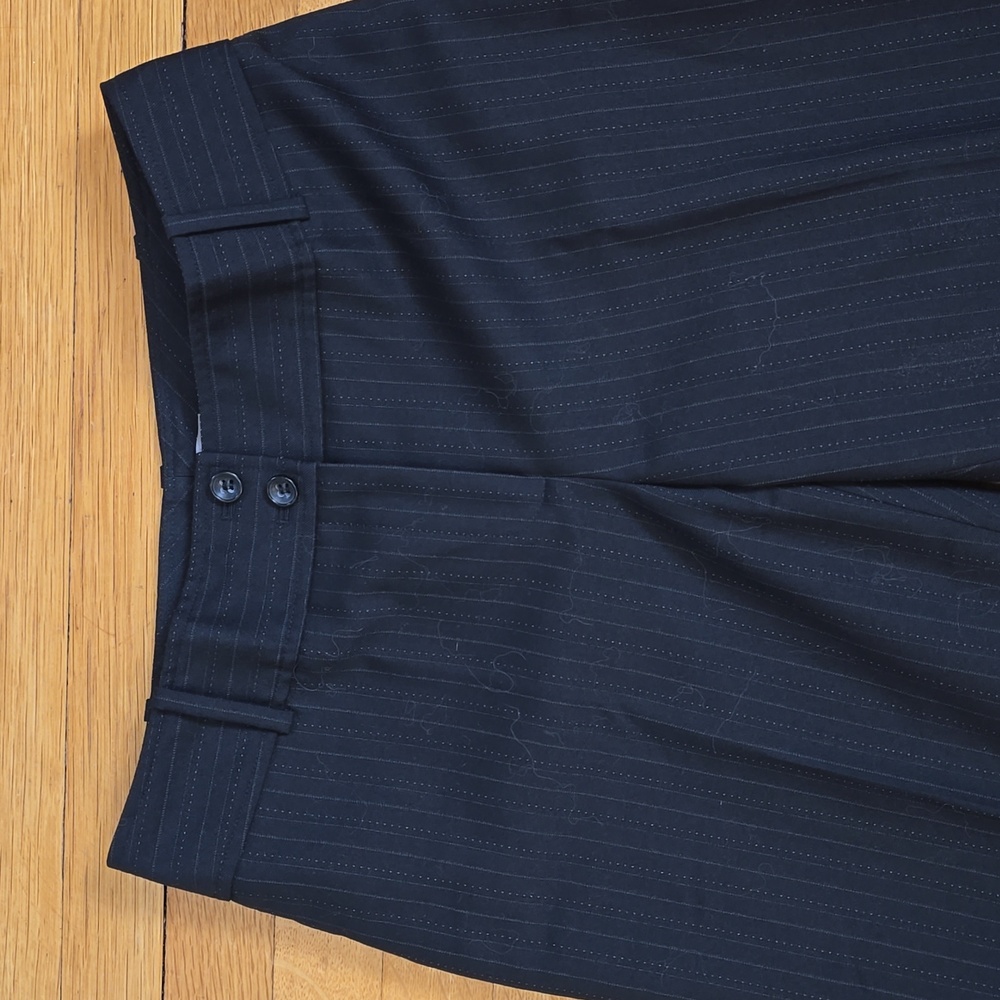 Ann Taylor, Margo, Pinstriped Wide Leg Trousers, Wool Blend, Black, EUC, 2 - Picture 3 of 12